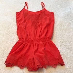 Gianni Bini | Coral Spaghetti Strap Romper XS